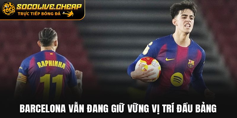 Barcelona vẫn đang giữ vững vị trí đầu bảng